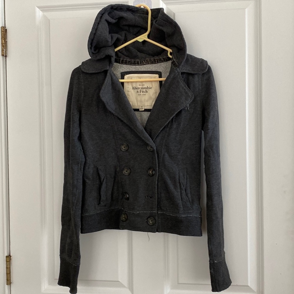 Abercrombie Fitch Sweatshirt Jacket Hooded Double Breasted Size XS color Gray